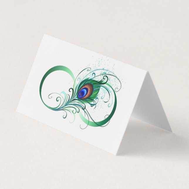 Infinity Symbol with Peacock Feather Business Card (Front)