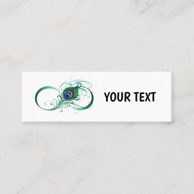 Infinity Symbol with Peacock Feather Calling Card (Front)
