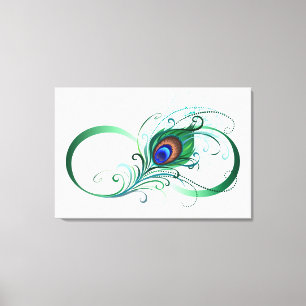 Infinity Symbol with Peacock Feather Canvas Print