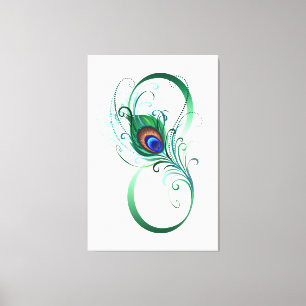 Infinity Symbol with Peacock Feather Canvas Print
