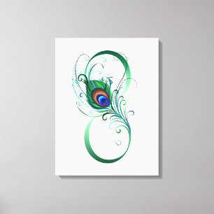 Infinity Symbol with Peacock Feather Canvas Print