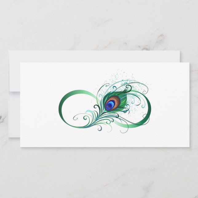 Infinity Symbol with Peacock Feather Card (Front)