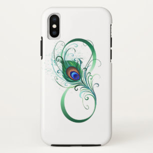 Infinity Symbol with Peacock Feather iPhone XS Case