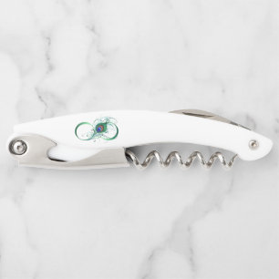 Infinity Symbol with Peacock Feather Corkscrew