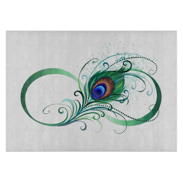Infinity Symbol with Peacock Feather Cutting Board (Front)