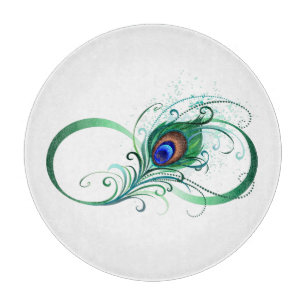 Infinity Symbol with Peacock Feather Cutting Board