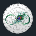 Infinity Symbol with Peacock Feather Dartboard<br><div class="desc">The symbol of infinity with a bright,  green,  artistic peacock feather on a white background. Tattoo style.</div>
