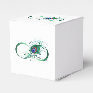 Infinity Symbol with Peacock Feather Favor Box