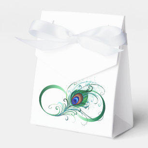 Infinity Symbol with Peacock Feather Favor Box
