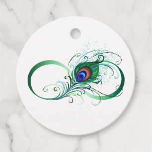 Infinity Symbol with Peacock Feather Favour Tags