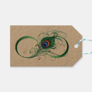 Infinity Symbol with Peacock Feather Gift Tags