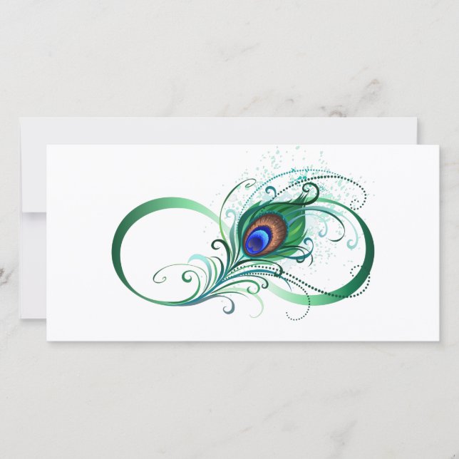 Infinity Symbol with Peacock Feather Holiday Card (Front)