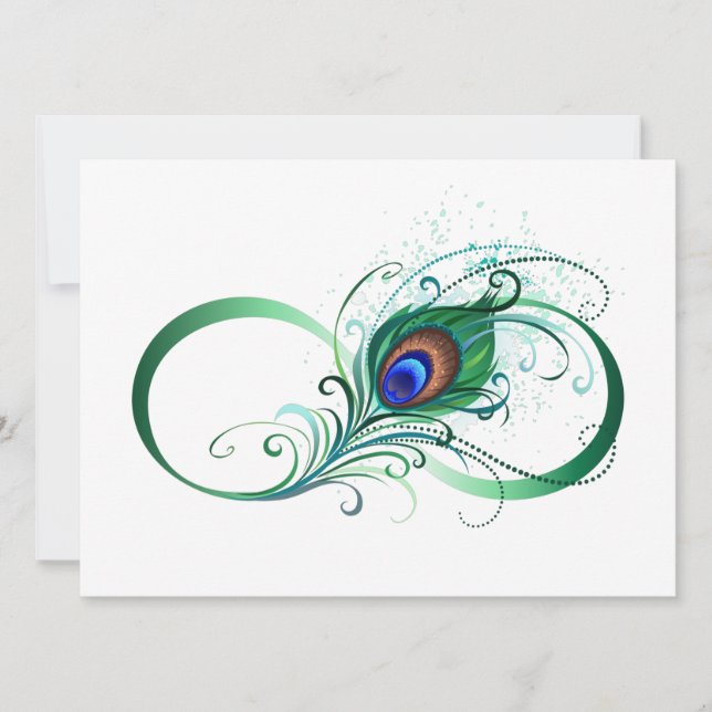 Infinity Symbol with Peacock Feather Holiday Card (Front)
