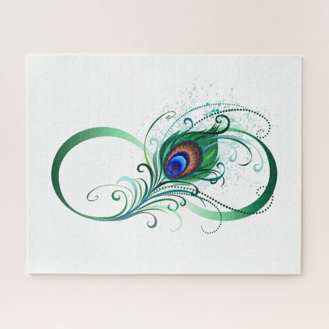 Infinity Symbol with Peacock Feather Jigsaw Puzzle (Horizontal)