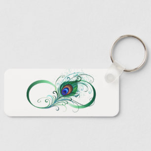 Infinity Symbol with Peacock Feather Keychain