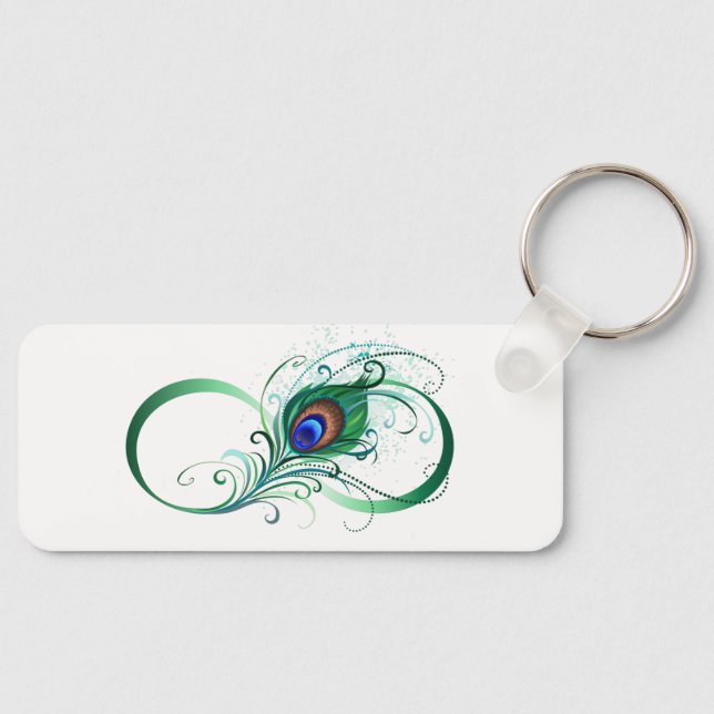 Infinity Symbol with Peacock Feather Keychain (Front)