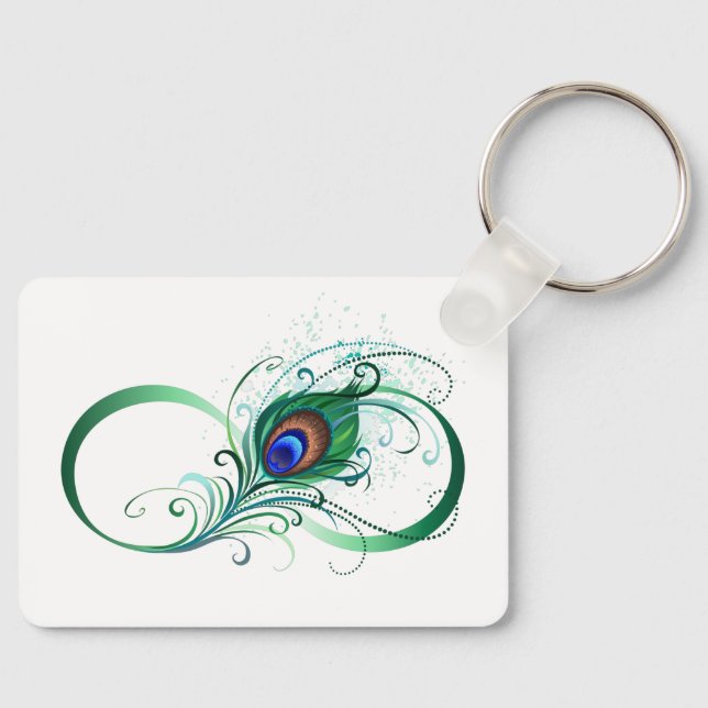 Infinity Symbol with Peacock Feather Keychain (Front)