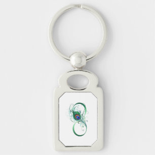 Infinity Symbol with Peacock Feather Keychain