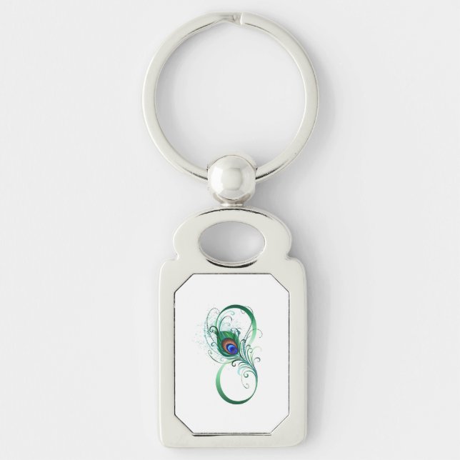 Infinity Symbol with Peacock Feather Keychain (Front)