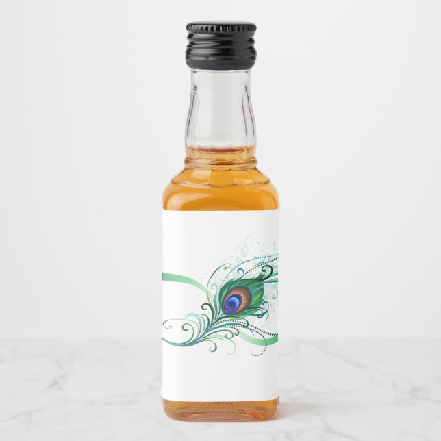 Infinity Symbol with Peacock Feather Liquor Bottle Label (Front)