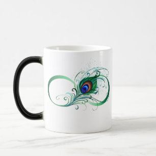 Infinity Symbol with Peacock Feather Magic Mug