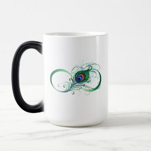 Infinity Symbol with Peacock Feather Magic Mug