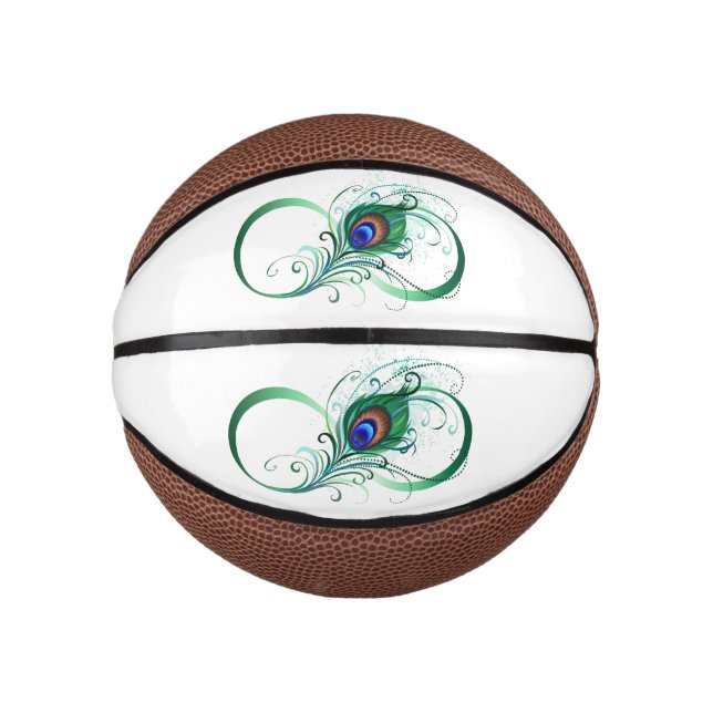 Infinity Symbol with Peacock Feather Mini Basketball (Front)