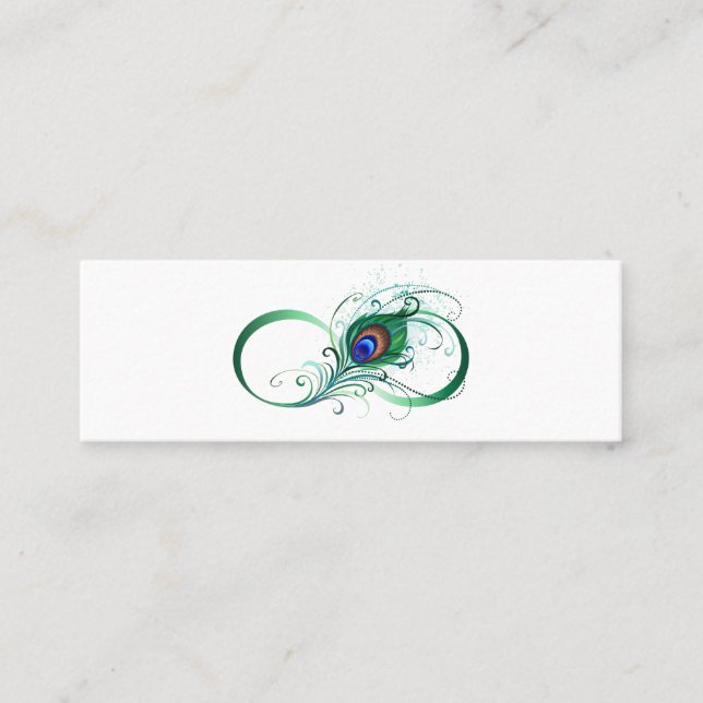 Infinity Symbol with Peacock Feather Mini Business Card (Front)