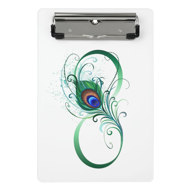 Infinity Symbol with Peacock Feather Mini Clipboard (Front)