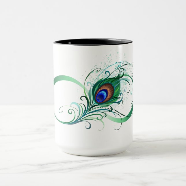 Infinity Symbol with Peacock Feather Mug (Center)