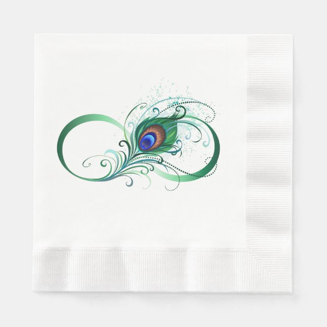 Infinity Symbol with Peacock Feather Napkin (Front)