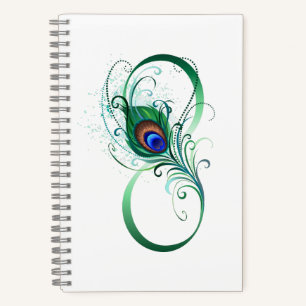 Infinity Symbol with Peacock Feather Notebook