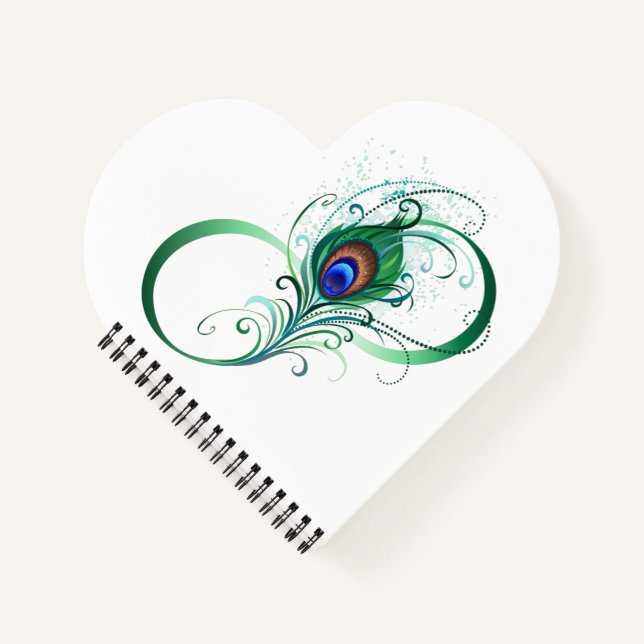 Infinity Symbol with Peacock Feather Notebook (Front)
