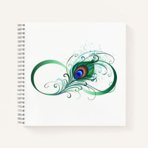 Infinity Symbol with Peacock Feather Notebook