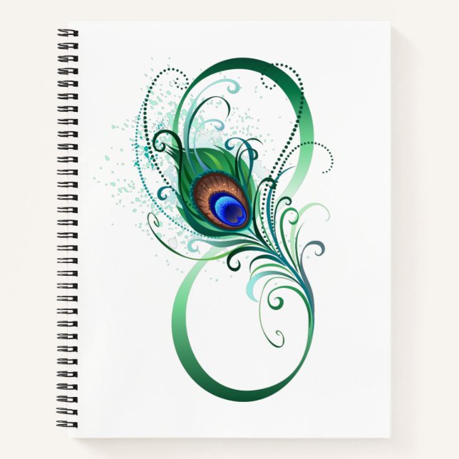 Infinity Symbol with Peacock Feather Notebook (Front)