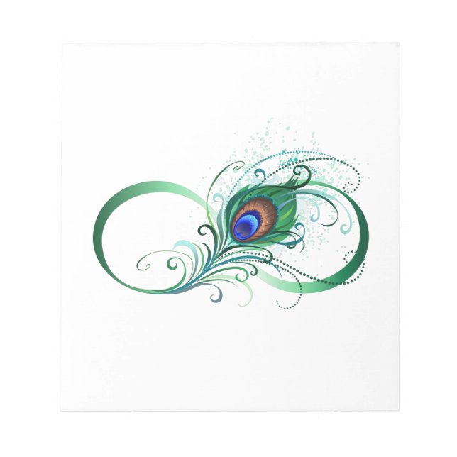 Infinity Symbol with Peacock Feather Notepad (Front)