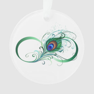 Infinity Symbol with Peacock Feather Ornament