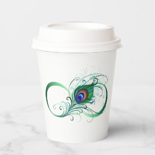 Infinity Symbol with Peacock Feather Paper Cups