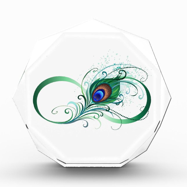 Infinity Symbol with Peacock Feather Photo Block (Front)