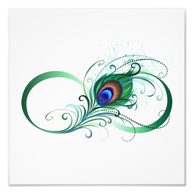 Infinity Symbol with Peacock Feather Photo Print (Front)