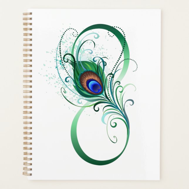 Infinity Symbol with Peacock Feather Planner (Front)
