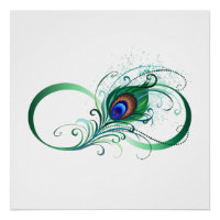 Infinity Symbol with Peacock Feather