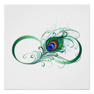 Infinity Symbol with Peacock Feather Poster