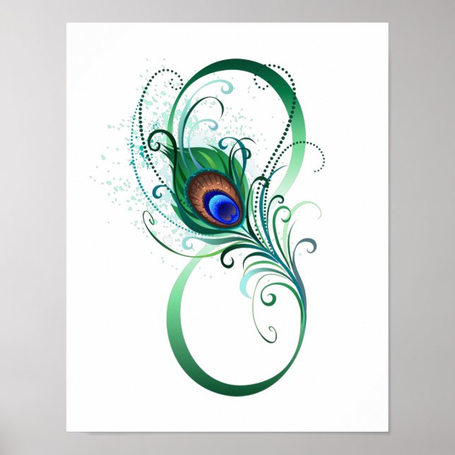 Infinity Symbol with Peacock Feather Poster (Front)