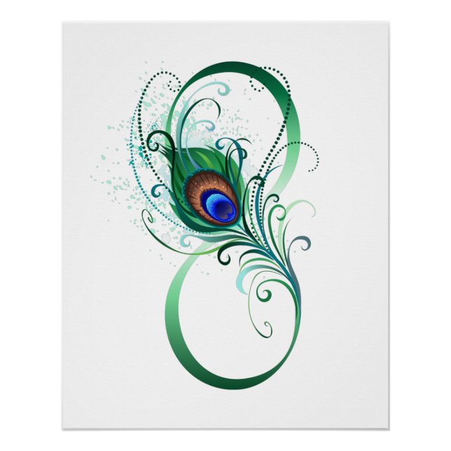 Infinity Symbol with Peacock Feather Poster (Front)