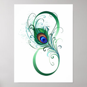 Infinity Symbol with Peacock Feather Poster