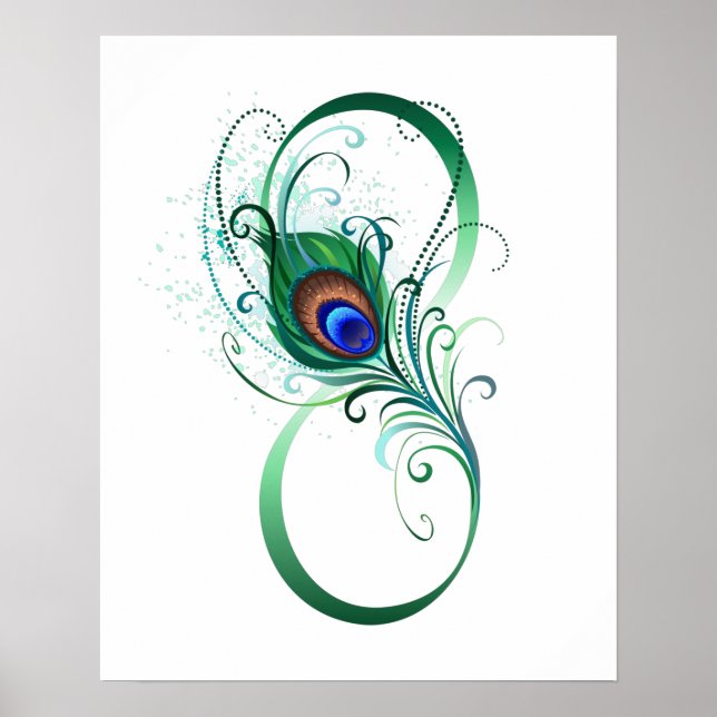 Infinity Symbol with Peacock Feather Poster (Front)