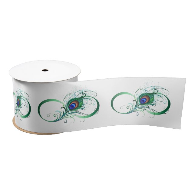 Infinity Symbol with Peacock Feather Satin Ribbon (Spool)