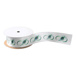 Infinity Symbol with Peacock Feather Satin Ribbon