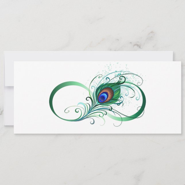 Infinity Symbol with Peacock Feather Save The Date (Front)